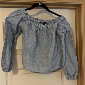 Brandy Melville Blue Striped Off-Shoulder Top
